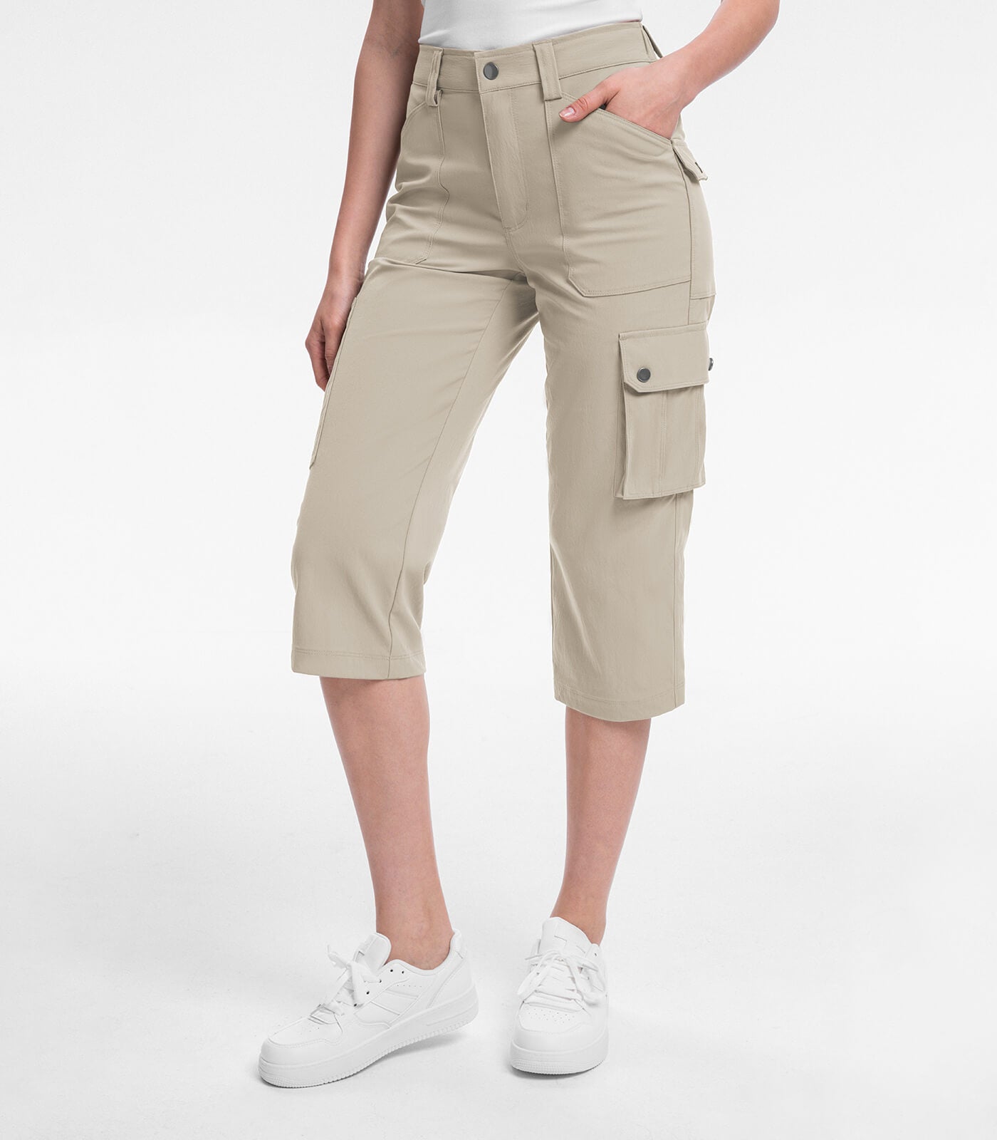 Women's Cargo Capris Pants High Waist Waterproof Hiking - HikerFlex W012