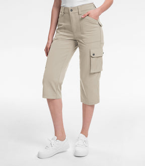 Women's Cargo Capris Pants High Waist Waterproof Hiking - HikerFlex W012