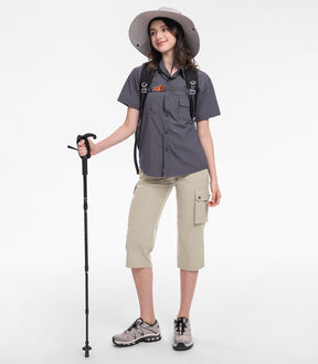 Women's Cargo Capris Pants High Waist Waterproof Hiking - HikerFlex W012