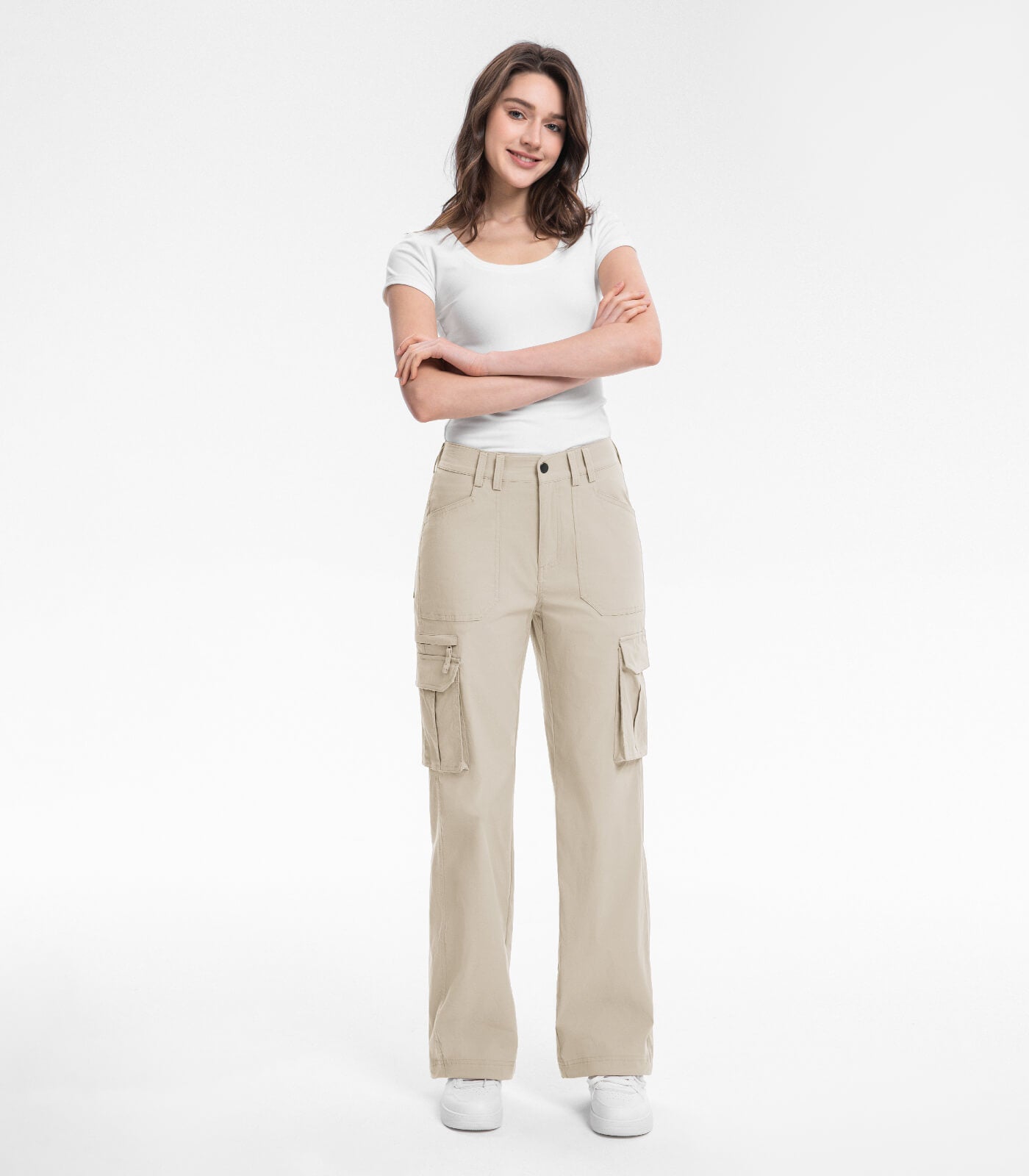 Pantaloni da trekking cargo da donna a vita alta - HikerFlex W037
