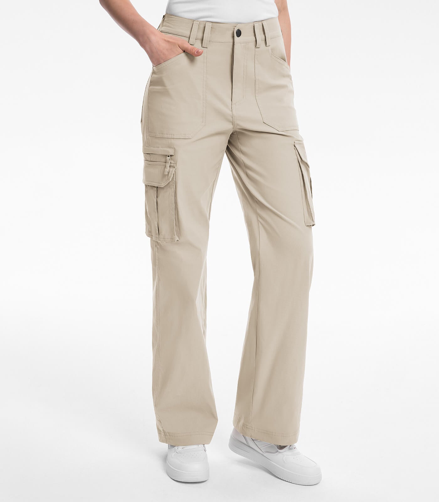 Pantaloni da trekking cargo da donna a vita alta - HikerFlex W037