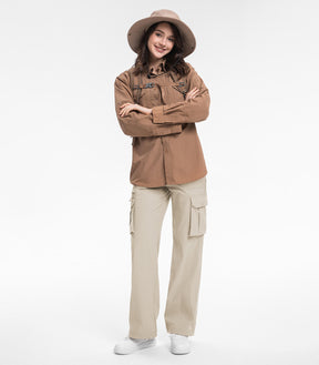 Pantaloni da trekking cargo da donna a vita alta - HikerFlex W037