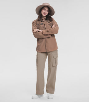 Pantaloni da trekking cargo da donna a vita alta - HikerFlex W037