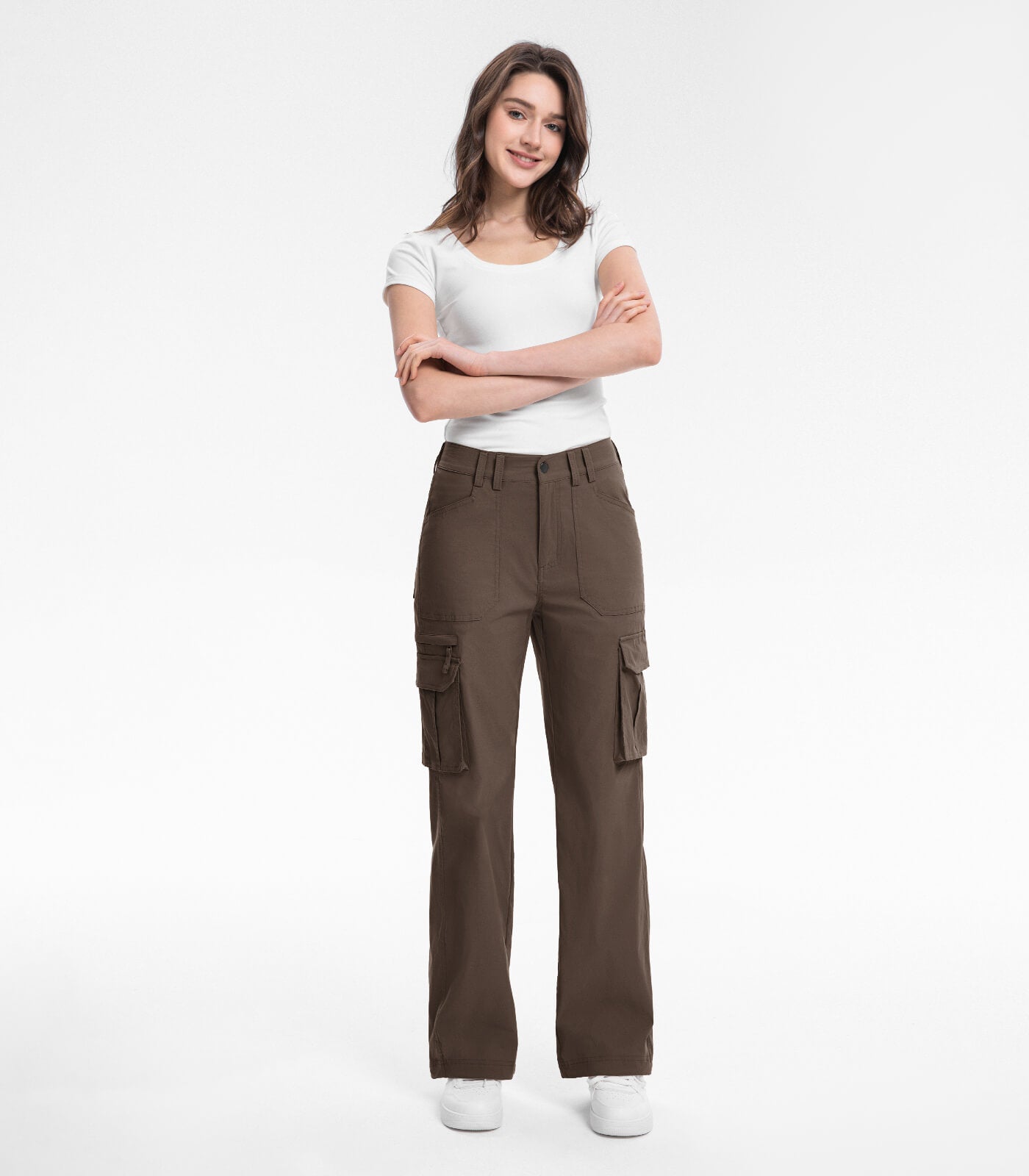 Pantaloni da trekking cargo da donna a vita alta - HikerFlex W037