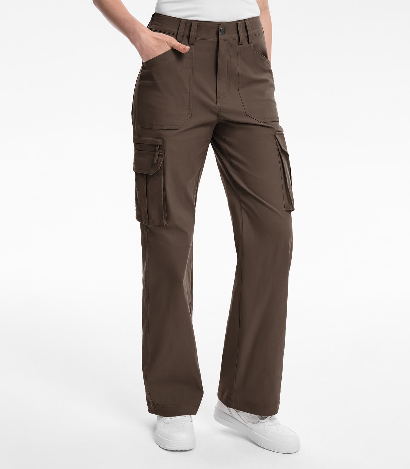 Pantaloni da trekking cargo da donna a vita alta - HikerFlex W037