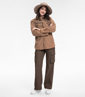 Pantaloni da trekking cargo da donna a vita alta - HikerFlex W037